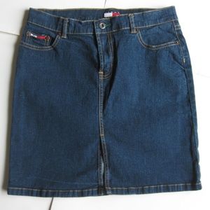 Y2K 2000s Tommy Hilfiger blue slit jean skirt